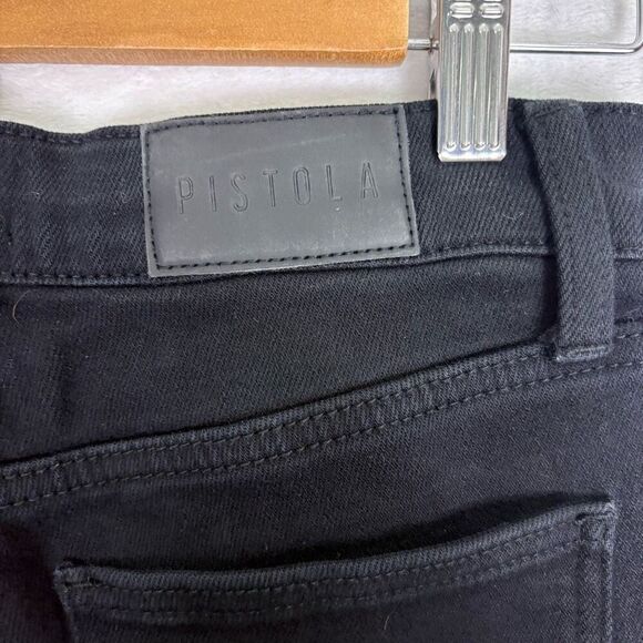 Pistola Revolve Black High Waisted Slit Front Bootcut Jeans Women's Size 25 - Picture 11 of 13